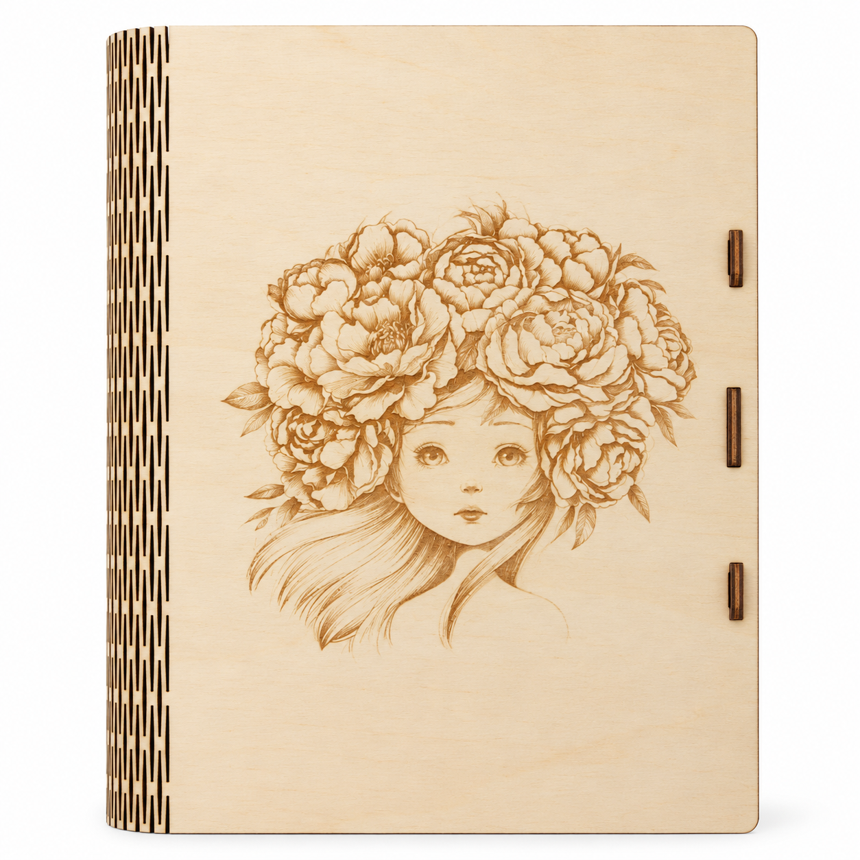 Dřevěná krabička s květinovou vílou – 210 × 266 x 42 mm