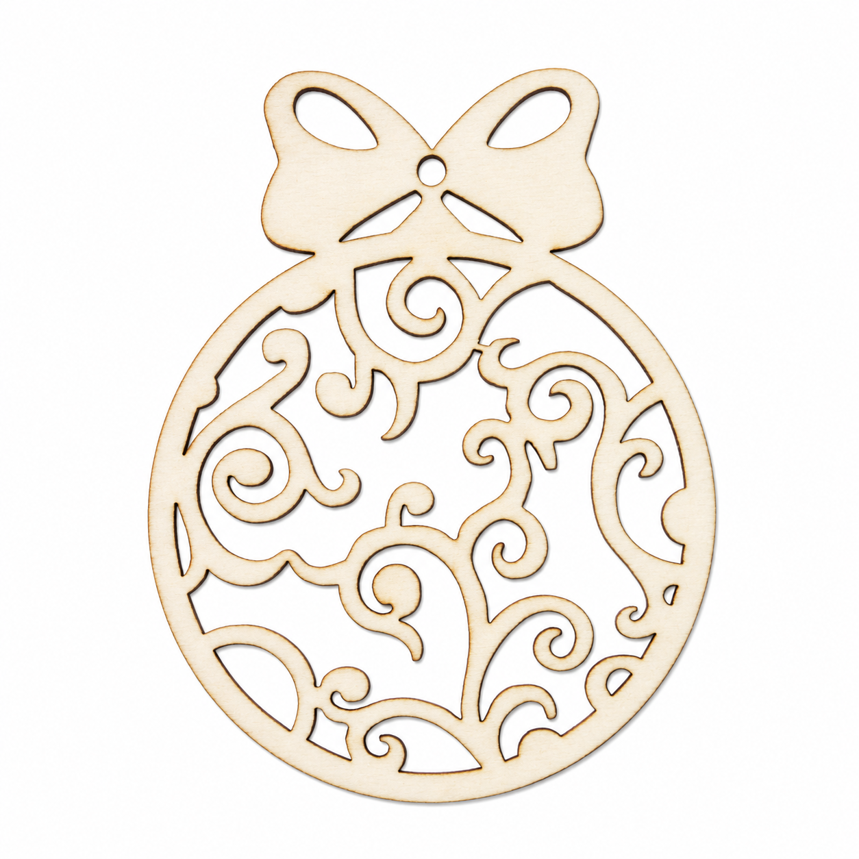 Dřevěná vánoční baňka s ornamenty