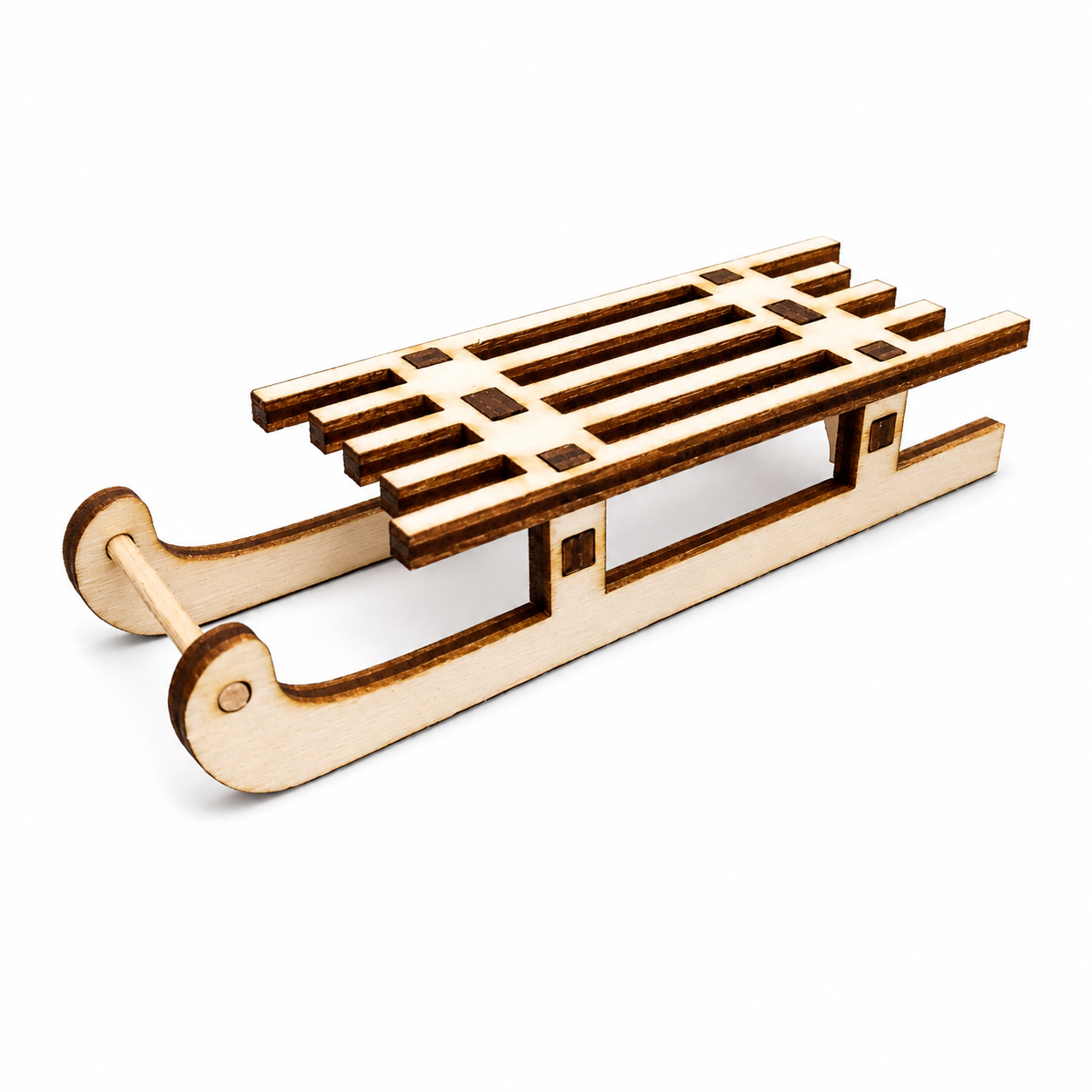 Dřevěné mini sáňky – vánoční dekorace 85 × 25 × 17 mm