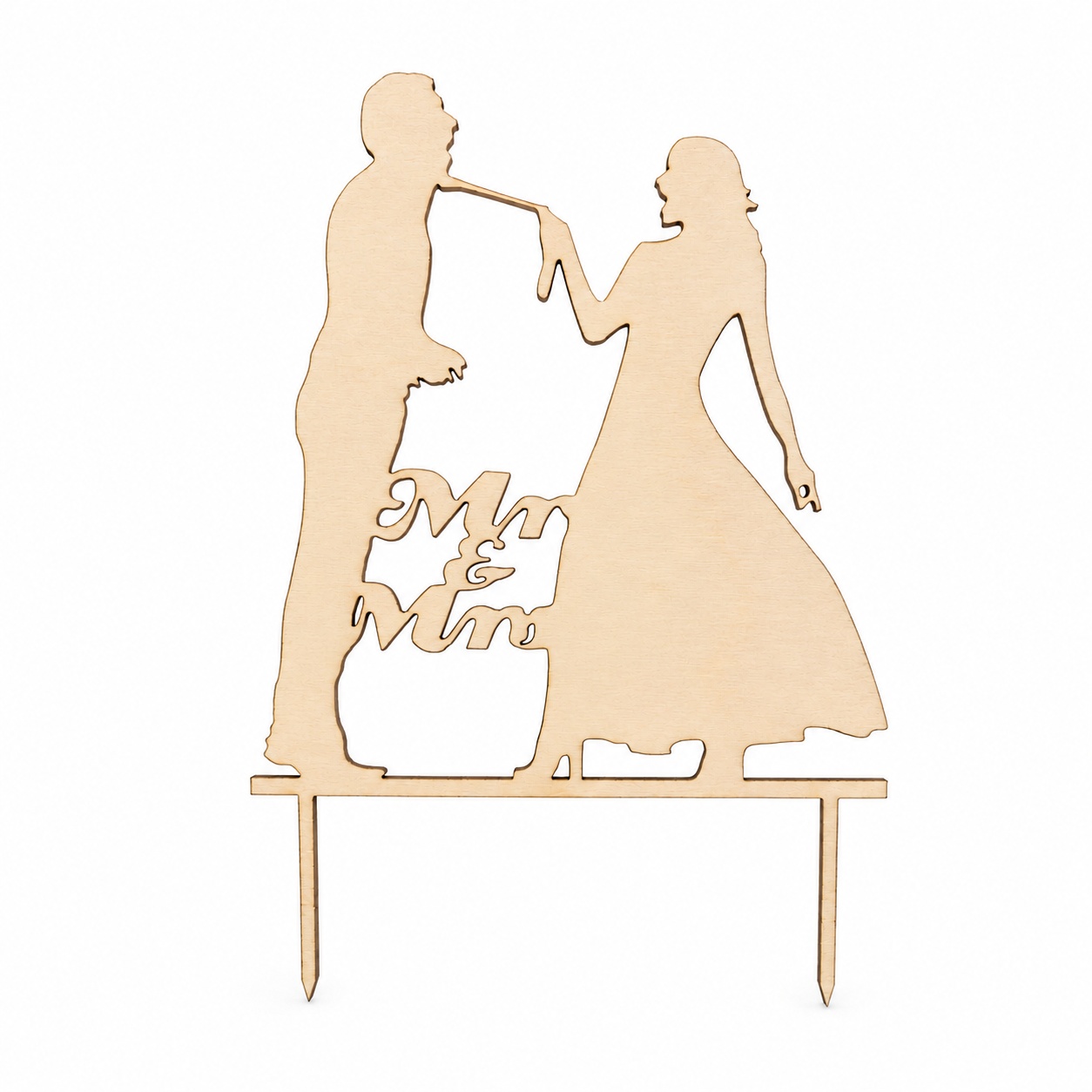 Dřevěný svatební zápich na dort – Mr & Mrs – novomanželé