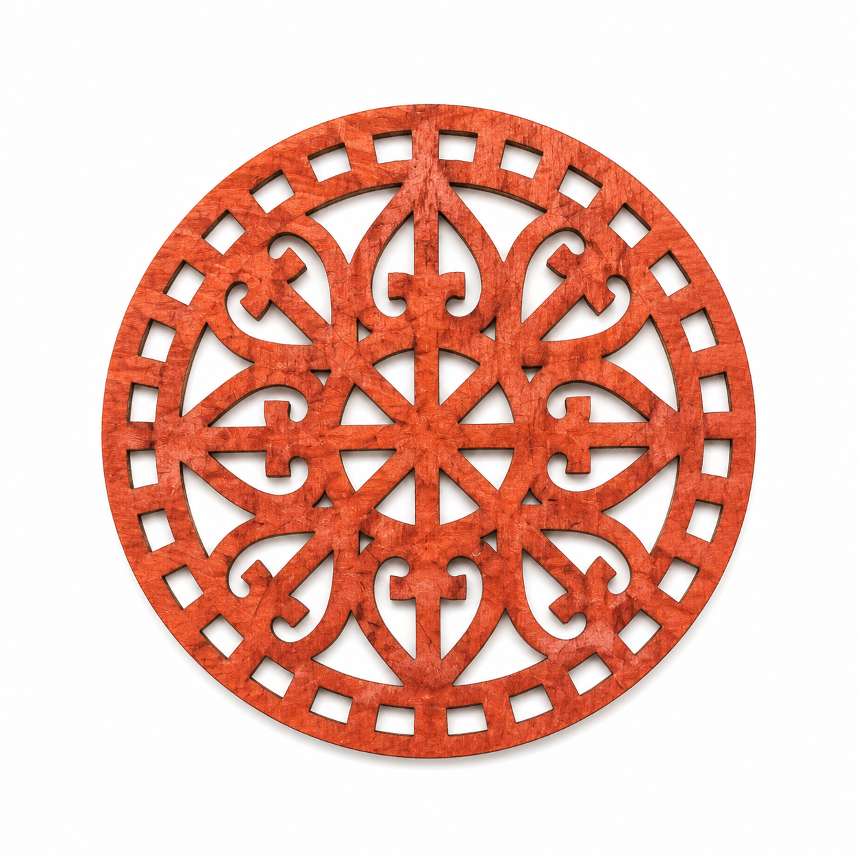 Dřevěná mandala / podtácek s ornamenty Ø 95 mm